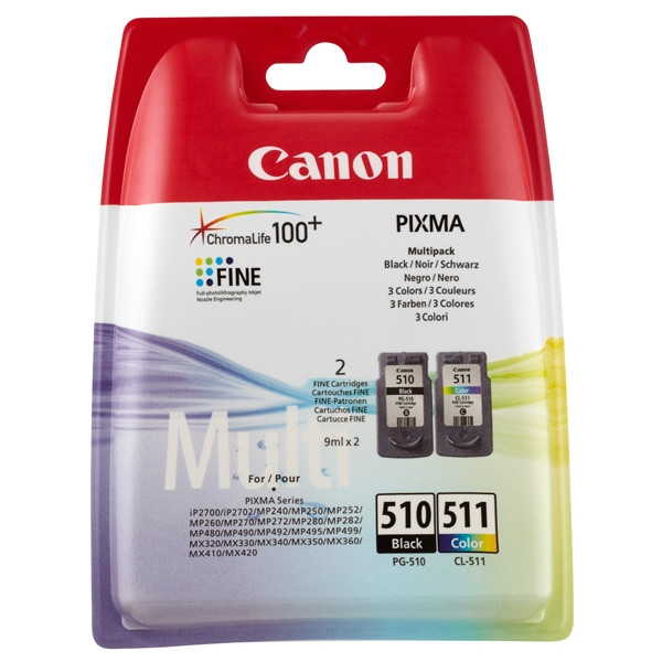Canon Pakiet Canon PG-510 + CL-511 tusz czarny + kolor, oryginalny 2970B010 2970B011 018518 - 1