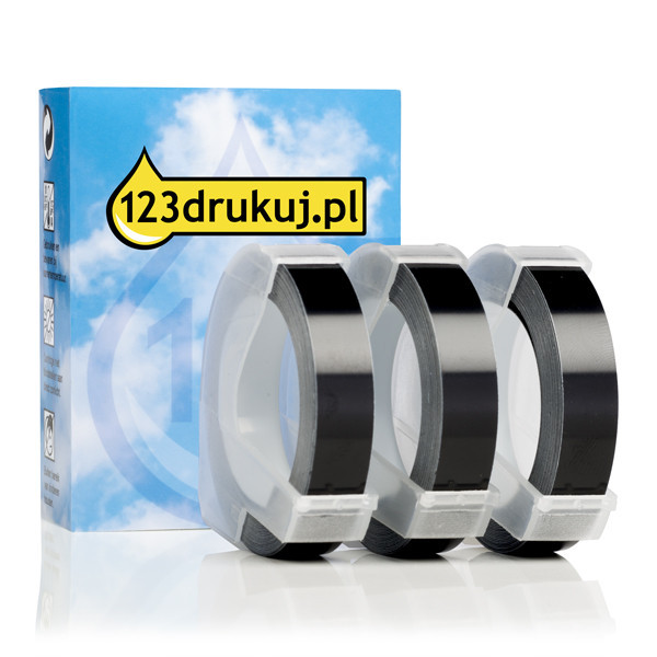 123drukuj S0847730 taśmy reliefowe 3D białe na czarnym, wielopak S0847730C 089265 - 1
