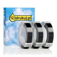 123drukuj S0847730 taśmy reliefowe 3D białe na czarnym, wielopak