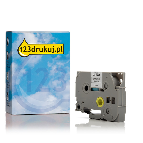 123drukuj zamiennik Brother TZe-N221 taśma, nadruk czarny na białym tle, 9 mm TZeN221C 080615 - 1