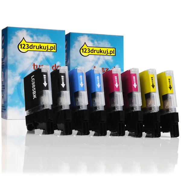 123drukuj zamiennik Zestaw promocyjny: 2 x komplet tuszów do serii LC-985 XL (czarny + 3 kolory)  125945 - 1