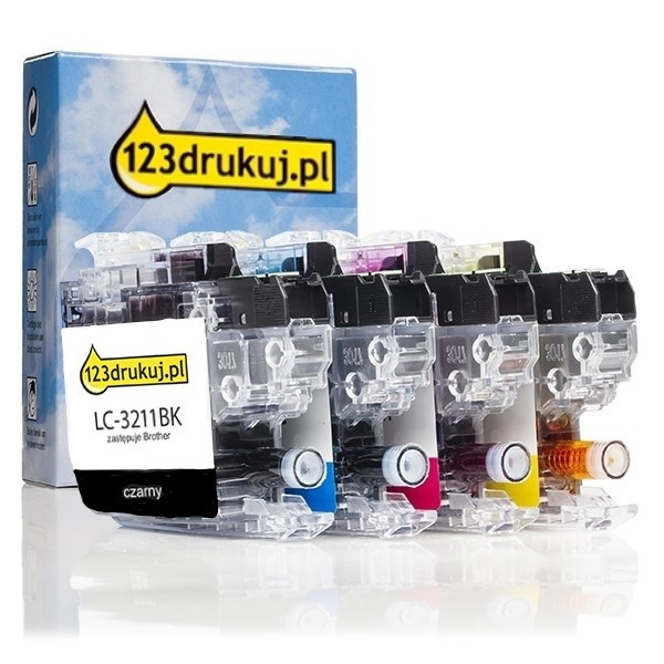 123drukuj zamiennik Zestaw promocyjny: komplet tuszów do serii Brother LC-3211 (czarny + 3 kolory) LC3211VALC 127239 - 1