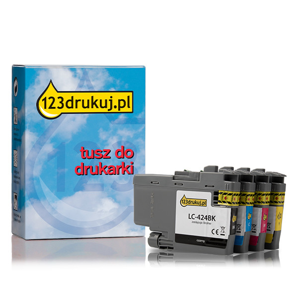 123drukuj zamiennik zestaw promocyjny: komplet tuszów do serii Brother LC-424 czarny + 3 kolory 160220 - 1