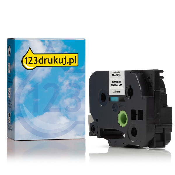 123drukuj zamiennik Brother TZe-SE5 taśma zabezpieczająca / plombowa, czarny na białym 24 mm 080557 - 1