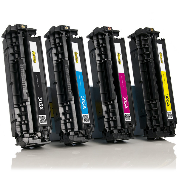 123drukuj zamiennik zestaw promocyjny: HP 305X/305A: HP CE410X, CE411A, CE412A, CE413A czarny + 3 kolory  130007 - 1