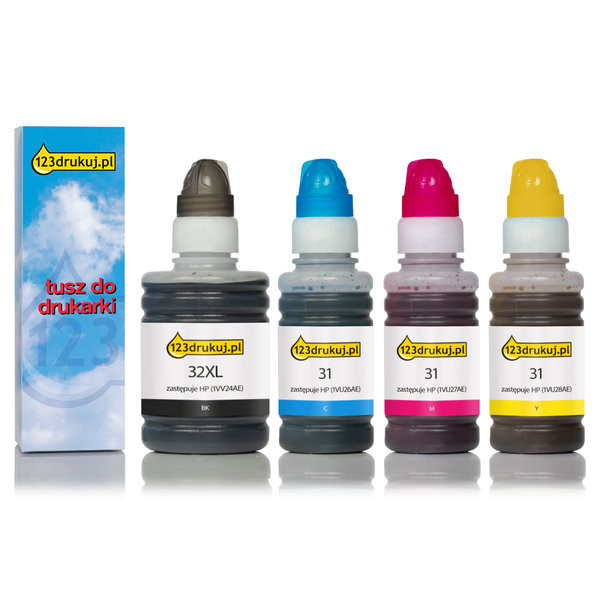 123drukuj zamiennik zestaw promocyjny: HP 32XL / HP 31 czarny + 3 kolory 1VU26AEC 1VU27AEC 1VU28AEC 1VV24AEC 127315 - 1