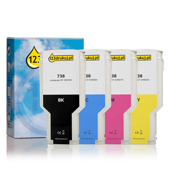 123drukuj zamiennik zestaw promocyjny: HP 738 czarny + 3 kolory zwiększona pojemność  160113 - 1