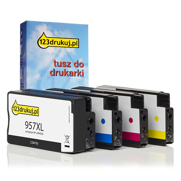 123drukuj zamiennik zestaw promocyjny: HP 957XL czarny + HP953 XL 3 kolory 1CC21AEC L0R40AEC 127312 - 1