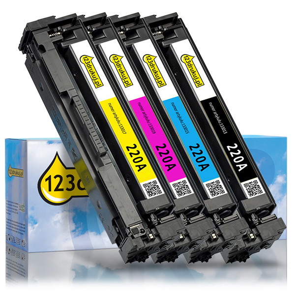 123drukuj zamiennik zestaw promocyjny HP 220A: HP W2200A, W2201A, W2202A, W2203A czarny + 3 kolory 093713 - 1