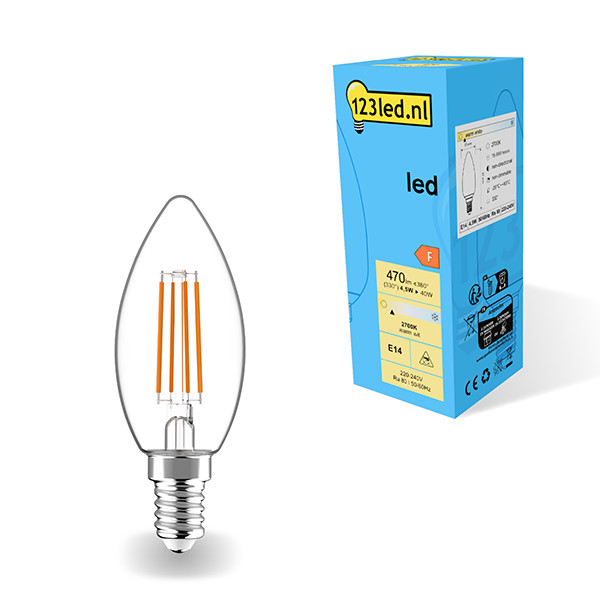 123inkt Żarówka E14 filamentowa LED 123led | świecowa | 2700K | 4,5 W (40 W)  LDR01874 - 1