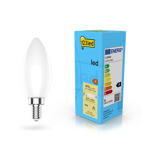 Żarówka E14 LED 123led | świeca C35 | matowa | ściemnialna | 2200-2700K | 4,5 W (40 W) LDR02080 - 1