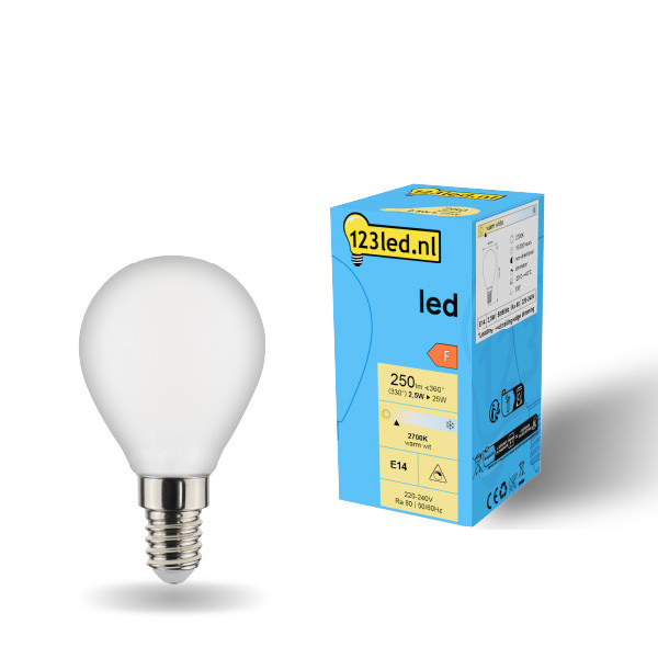 Żarówka E14 LED 123led | kula G45 | matowa | ściemnialna | 2700K | 2,5 W (25 W) LDR01908 - 1