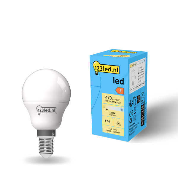 Żarówka E14 LED 123led | kula G45 | matowa | 2700K | 4,9 W (40 W) LDR01900 - 1