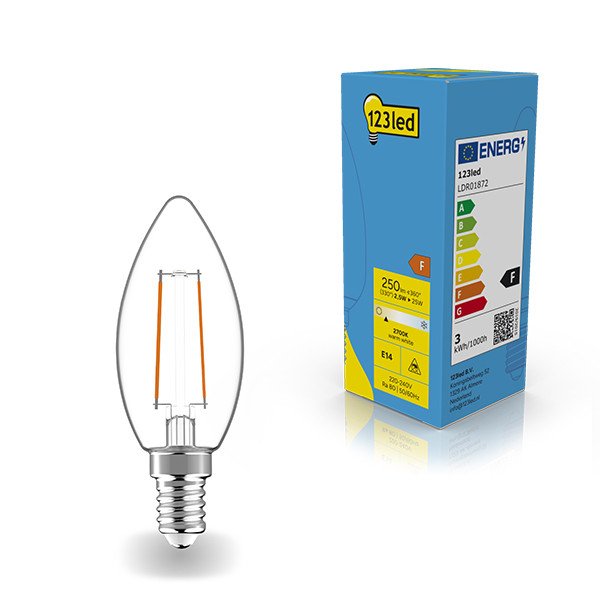 Żarówka E14 filamentowa LED 123led | świeca C35 | 2700K | 2,5 W (25 W) LDR01872 - 1
