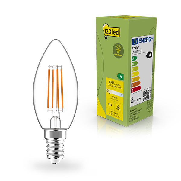 Żarówka E14 filamentowa LED 123led | świeca C35 | 2700K | Ultra Efficient | 2,2 W (40 W) LDR02392 - 1