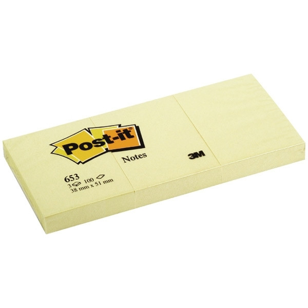 3M Karteczki samoprzylepne żółte 38x51 mm POST-IT (3x100) 653GE 201000 - 1