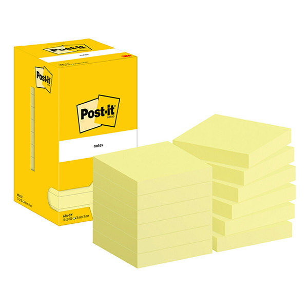 3M Karteczki samoprzylepne żółte POST-IT 76 x 76 mm (12 x 100 szt.) 654CY 201031 - 1