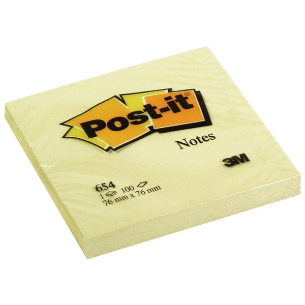 3M Karteczki samoprzylepne żółte POST-IT 76x76 mm (100 kartek) 654GE 201004 - 1