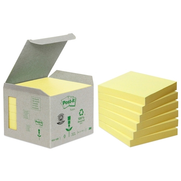 3M Karteczki samoprzylepne ekologiczne żółte 3M POST-IT 76 x 76 mm (6 x 100) 654-1B 201388 - 1