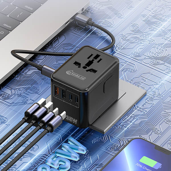 Adapter/ładowarka podróżna 35 W (2x USB-A + 3x USB-C), 123drukuj 390043 - 7