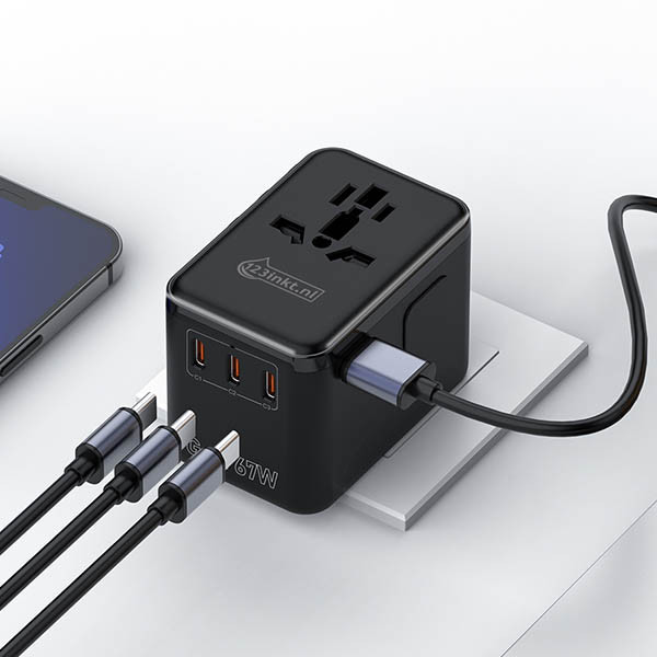 Adapter podróżny – ładowarka 67 W (1x USB-A + 3x USB-C), 123drukuj 390045 - 7