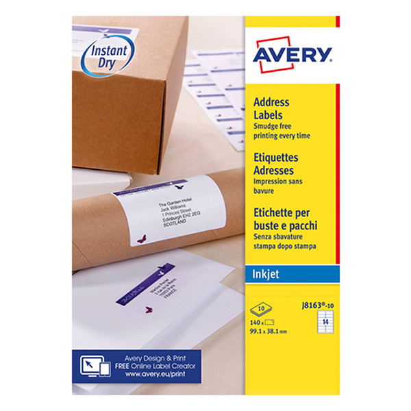 Avery Etykiety adresowe Avery Zweckform J8163-10, 140 etykiet, 99,1 x 38,1 mm J8163-10 212304 - 1