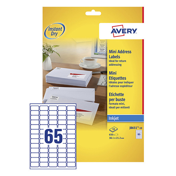 Avery Etykiety adresowe Avery Zweckform J8651-10, 650 etykiet, 38,1 x 21,2 mm J8651-10 212258 - 1