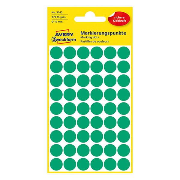 Avery Etykiety do znakowania Avery Zweckform 3141 zielone, 270 etykiet, fi 12 mm 3143 212346 - 1