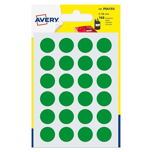 Avery Etykiety do znakowania Avery Zweckform PSA15J zielone, 168 etykiet, fi 15 mm AV-PSA15V 212721 - 1