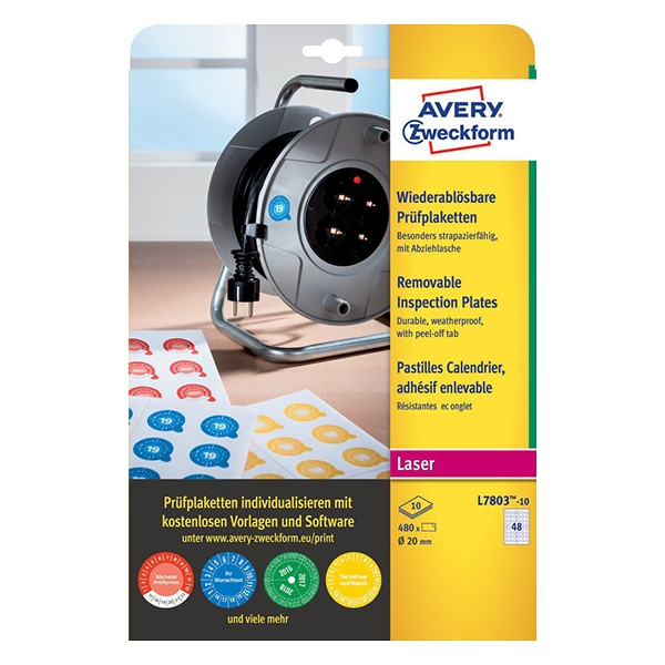 Avery Etykiety inspekcyjne Avery Zweckform 20 mm (480 etykiet) AV-L7803-10 212682 - 1