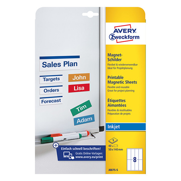 Avery Etykiety magnetyczne Avery Zweckform J8875-5 | 40 etykiet | 50 x 140 mm J8875-5 212236 - 1