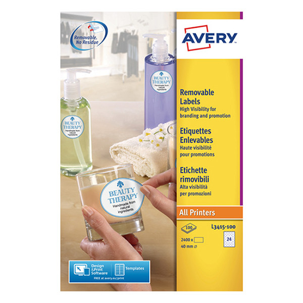 Avery Etykiety okrągłe Avery Zweckform L3415-100, fi 40 mm białe, 2400 etykiet L3415-100 212462 - 1