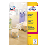 Avery Etykiety przezroczyste Avery Zweckform L7782-25 63,5 x 38,1 mm (525 etykiet) L7782-25 212691