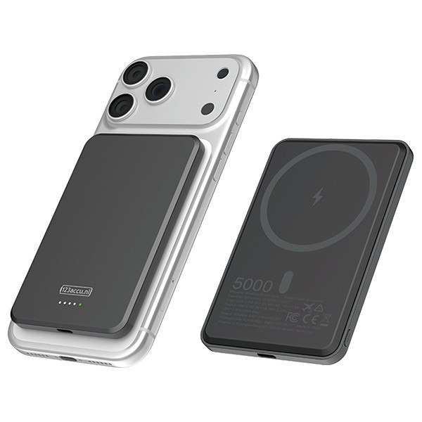 Bezprzewodowy powerbank ultrasmukły | czarny | (20 W, 5000 mAh) | 123drukuj ADR00363 - 1