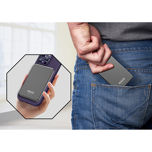 Bezprzewodowy powerbank ultrasmukły | czarny | (20 W, 5000 mAh) | 123drukuj ADR00363 - 9
