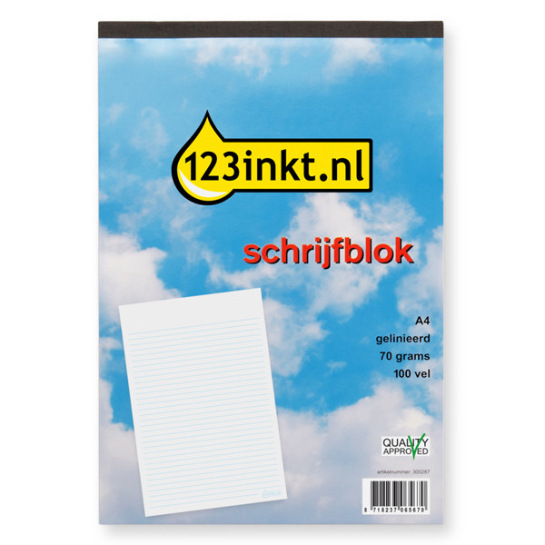 Blok biurowy, notatnik A4/100 kartek w linię, 123drukuj 300287 - 1