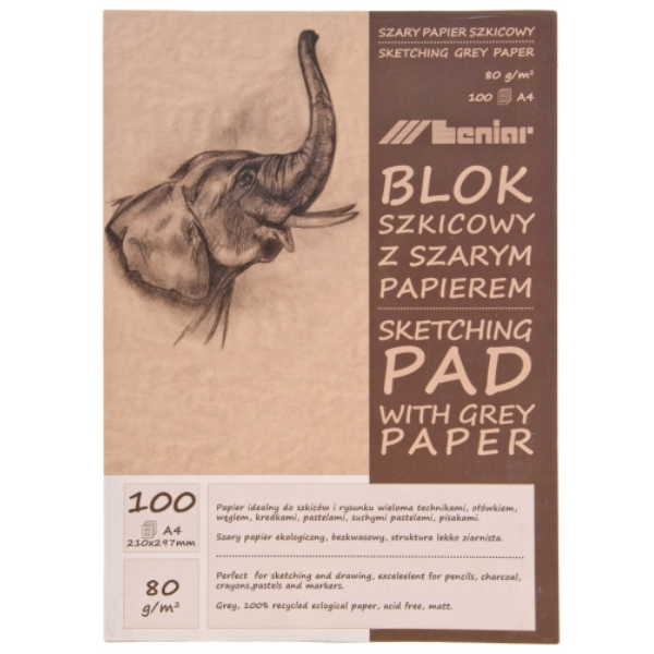 Blok szkicowy szary A4/100 kartek 80 g 338768 246590 - 1