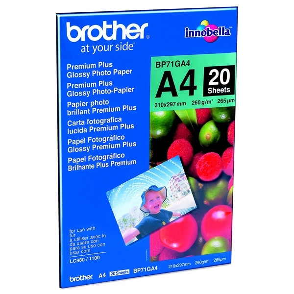 Brother BP71GA4 papier fotograficzny błyszczący 260 gramów A4 (20 kartek) 063512 - 1