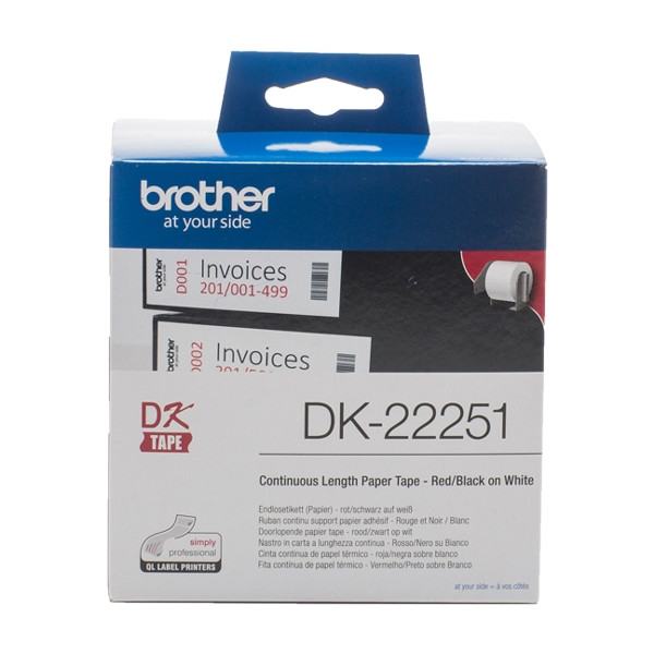 Brother DK-22251 biała etykieta papierowa, ciągła 62 mm x 15,24 m, czerwono-czarny wydruk, oryginalna DK-22251 080776 - 1