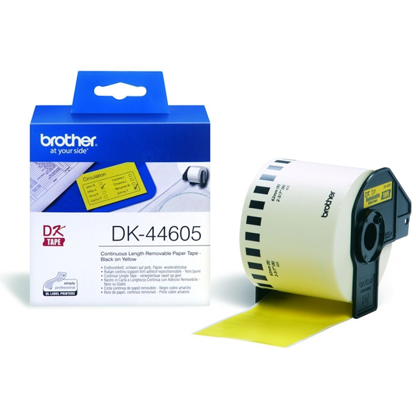 Brother DK-44605 żółta etykieta papierowa, łatwo usuwalna, ciągła 62 mm x 30,48 m, oryginalna DK44605 080738 - 1