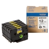 Brother HGe-631V5 taśma o wysokiej rozdzielczości, nadruk czarny na żółtym tle, 12 mm 5 sztuk, oryginalna 080918 - 1