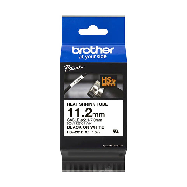 Brother HSe-231E taśma termokurczliwa, nadruk czarny na białym tle, 12 mm, oryginalna HSE231E 350598 - 1