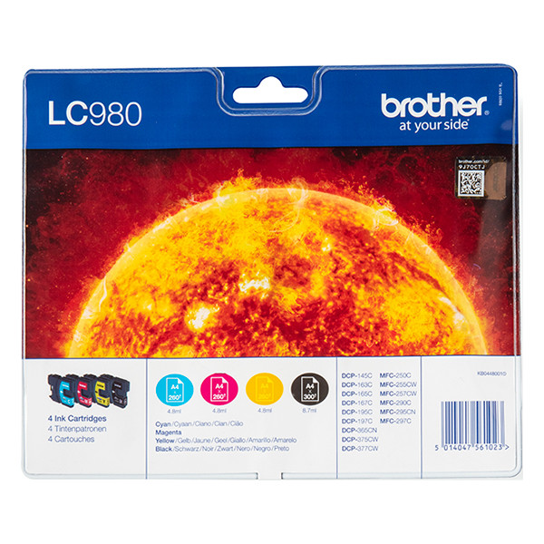 Brother Pakiet Brother LC-980VALBP 1 czarny + 3 kolory, oryginalny LC980VALBP 029078 - 1