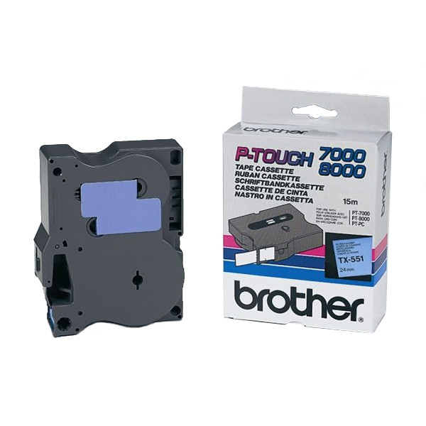 Brother TX-551 taśma, nadruk czarny na niebieskim tle, 24 mm, oryginalna TX551 080268 - 1