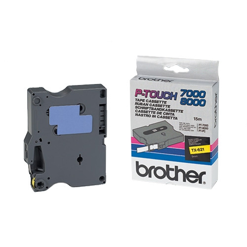 Brother TX-621 taśma, nadruk czarny na żółtym tle, 9 mm, oryginalna TX621 080272 - 1