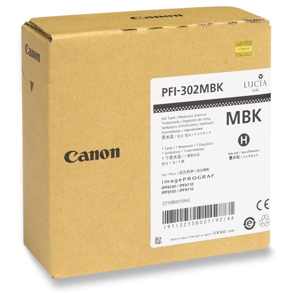 Canon PFI-302MBK tusz czarny matowy, oryginalny 2215B001 018332 - 1