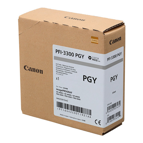 Canon PFI-3300PGY tusz foto szary, zwiększona pojemność, oryginalny 6442C001 010576 - 1