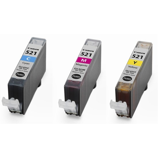 Canon Pakiet Canon CLI-521 CMY 3 kolory, oryginalny 2934B010 2934B011 2934B015 2934B016 018362 - 1