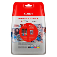 Canon Pakiet Canon CLI-551XL tusz czarny + 3 kolory + papier fotograficzny, oryginalny 6443B006 6443B008 651010