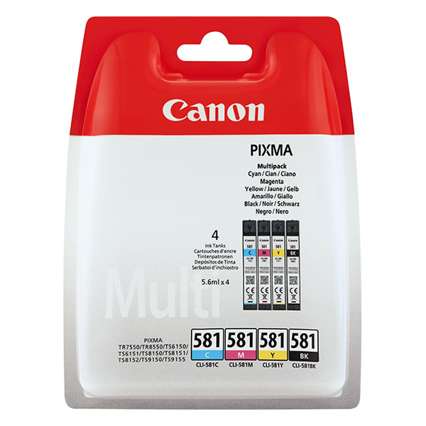 Canon Pakiet Canon CLI-581 BK/C/M/Y czarny + 3 kolory, oryginalny 2103C004 2103C005 2103C006 2103C007 010300 - 1